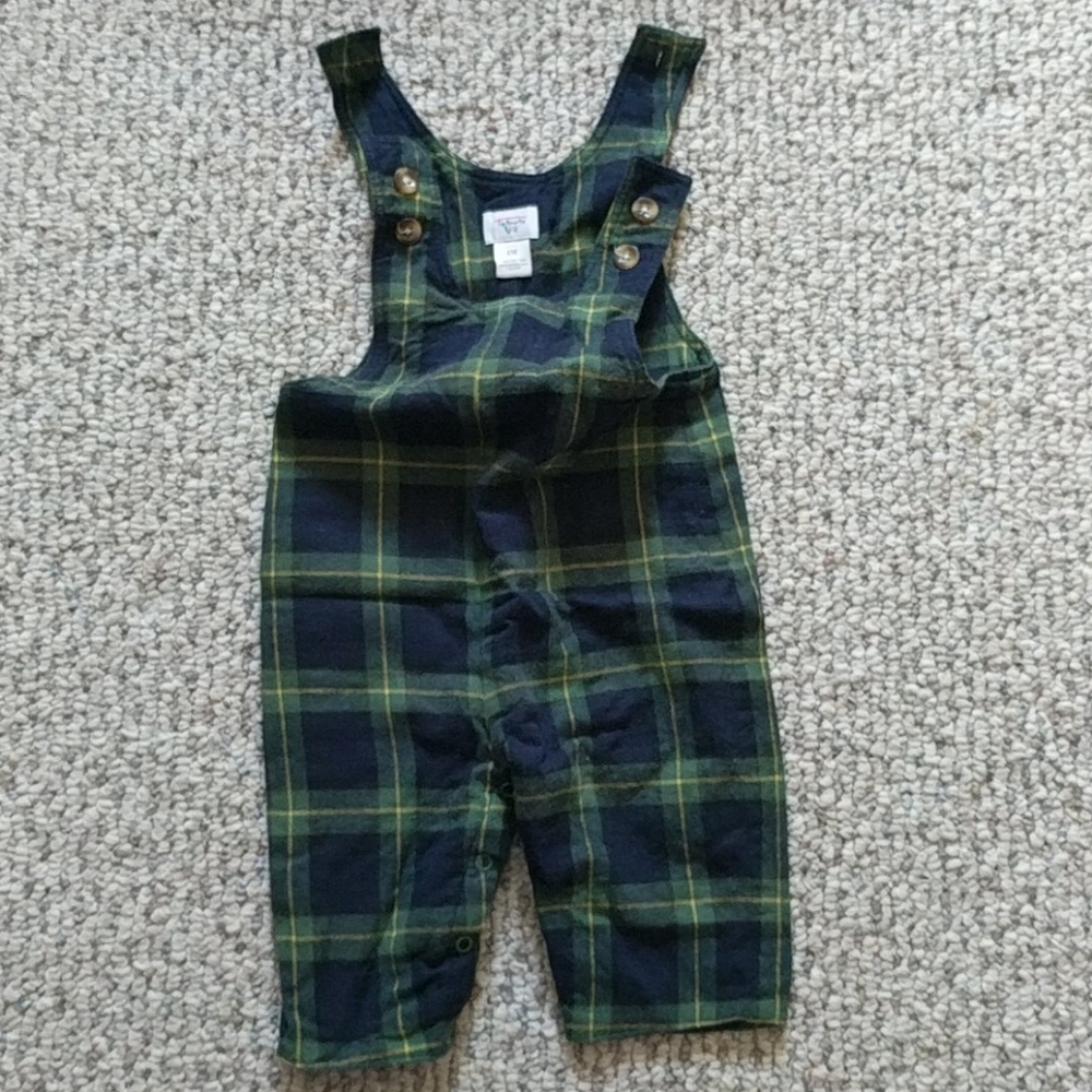 Talbots kids 6 month plaid flannel overalls